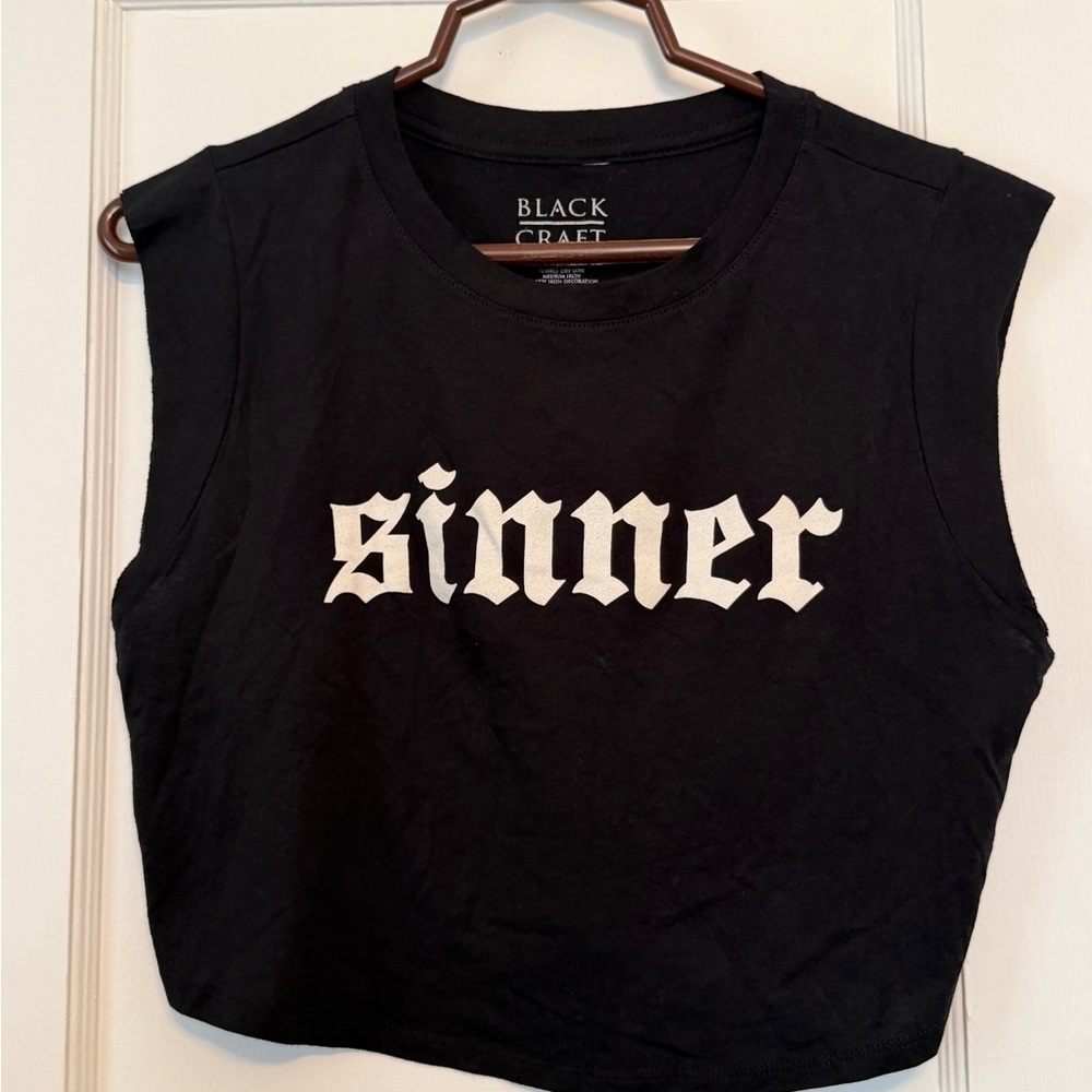 BlackCraft Black Sleeveless Sinner Crop Top
